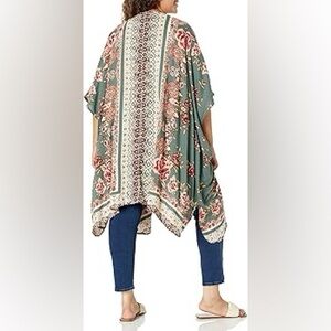Angie Anthropologie Kimono Duster Bohemian open front botanical boho summer
